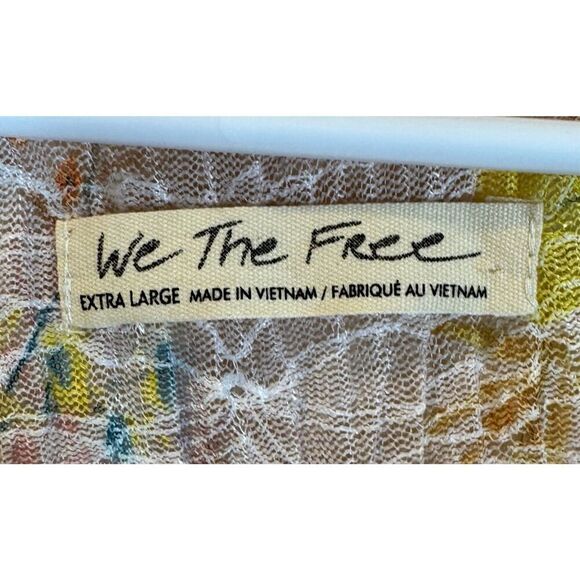 Free People We The Free Angelina Lace Top in Light Pink Yellow Floral Combo XL - Picture 6 of 11